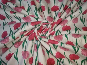 100% Cotton Poplin Lycra white with floral print  58" wide[12672]