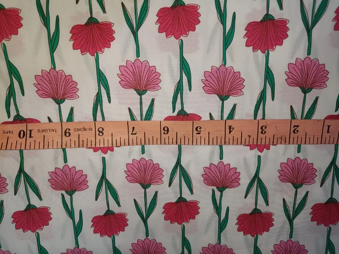 100% Cotton Poplin Lycra white with floral print  58" wide[12672]