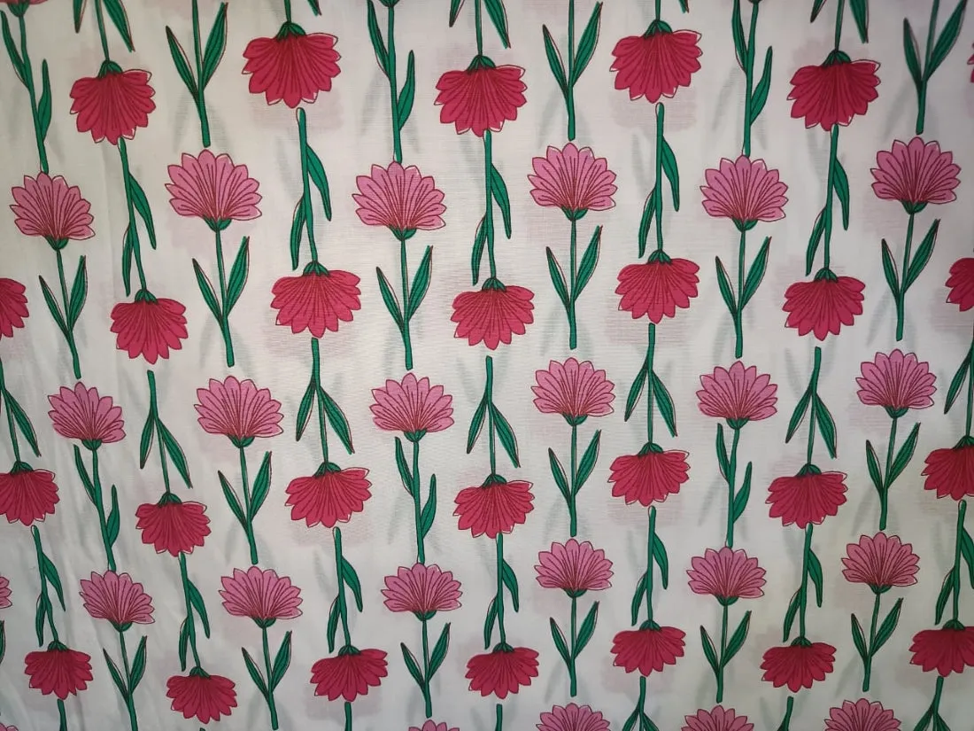 100% Cotton Poplin Lycra white with floral print  58" wide[12672]