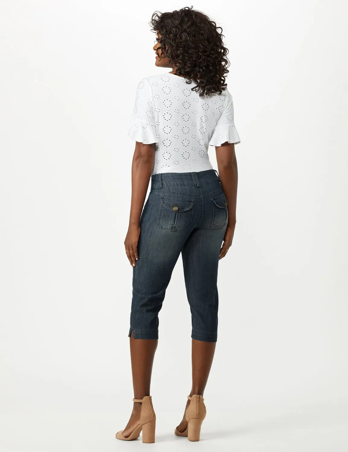 2 Button Capri With Front Pocket and Back Flap Pkts