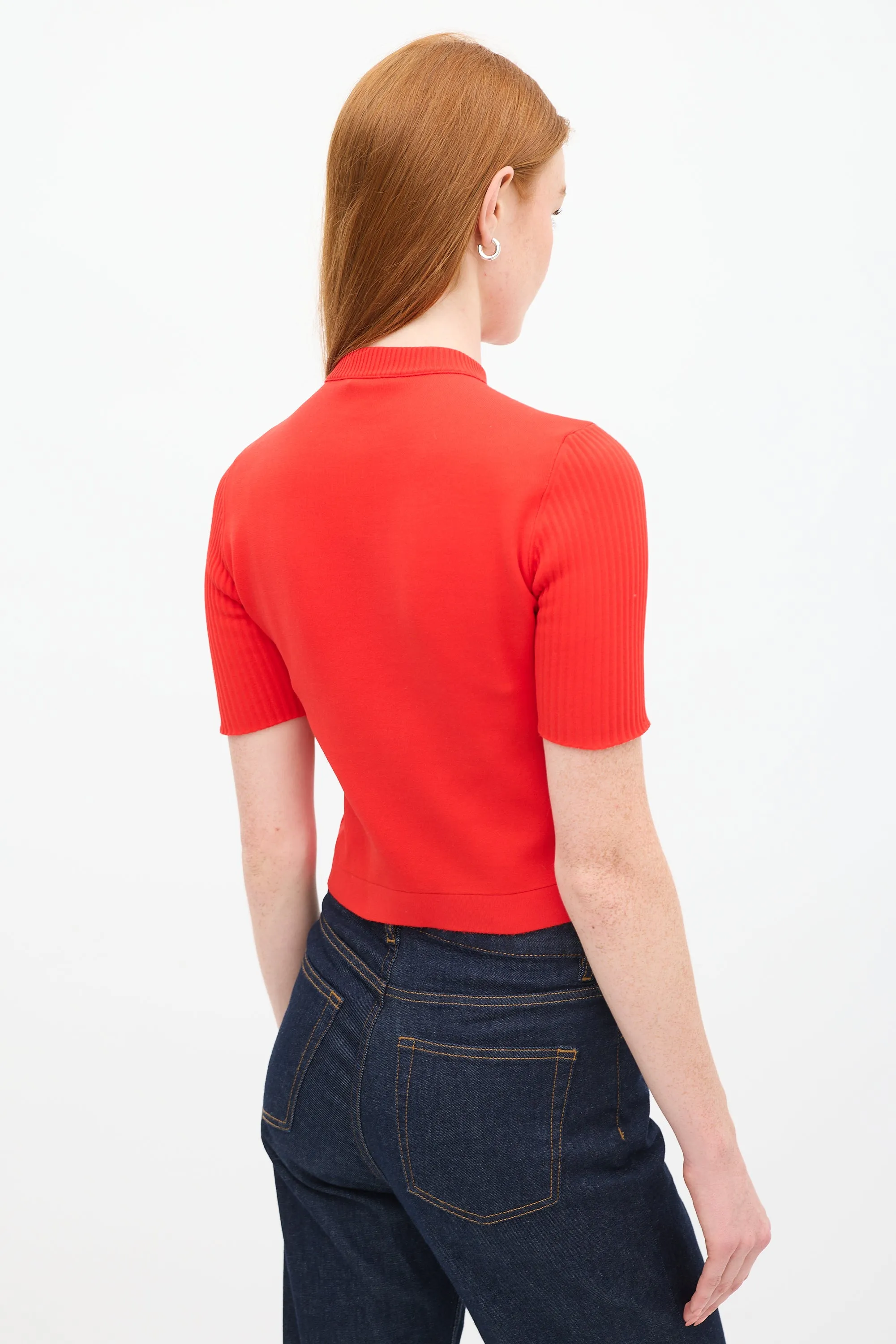 2015 Red Mock Neck Zip Top