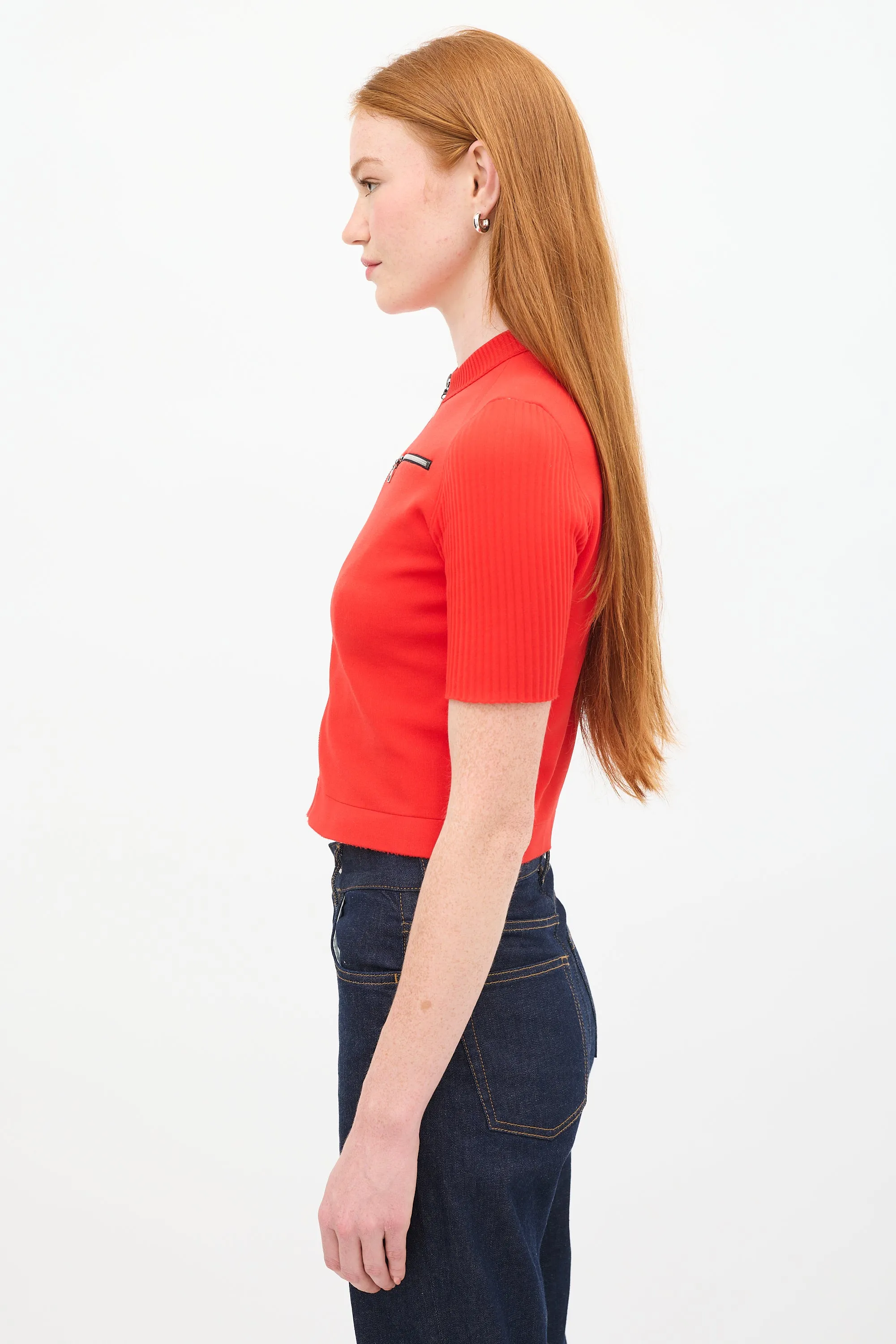 2015 Red Mock Neck Zip Top