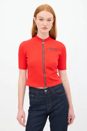 2015 Red Mock Neck Zip Top