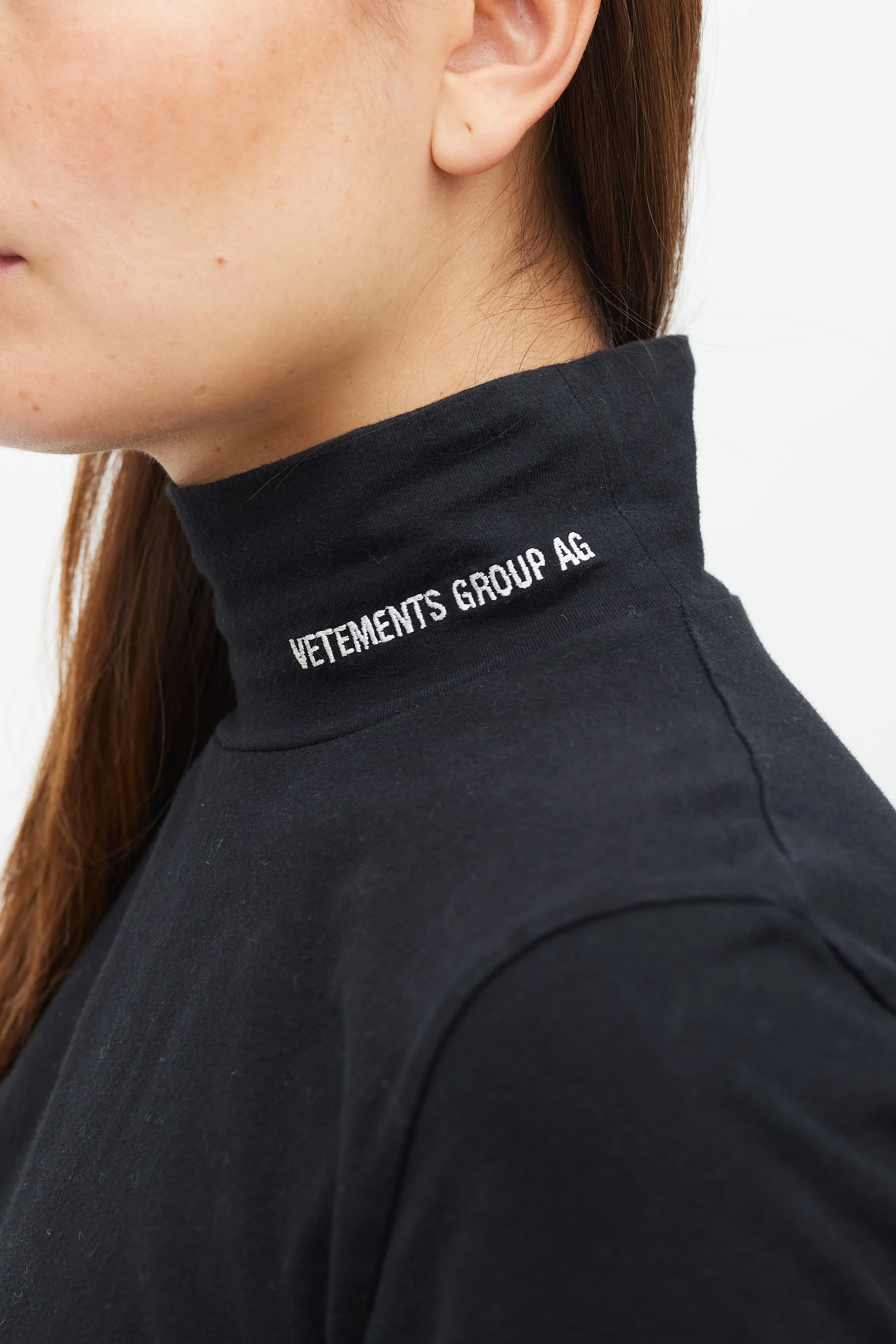 Black & White Logo Mock Neck Top