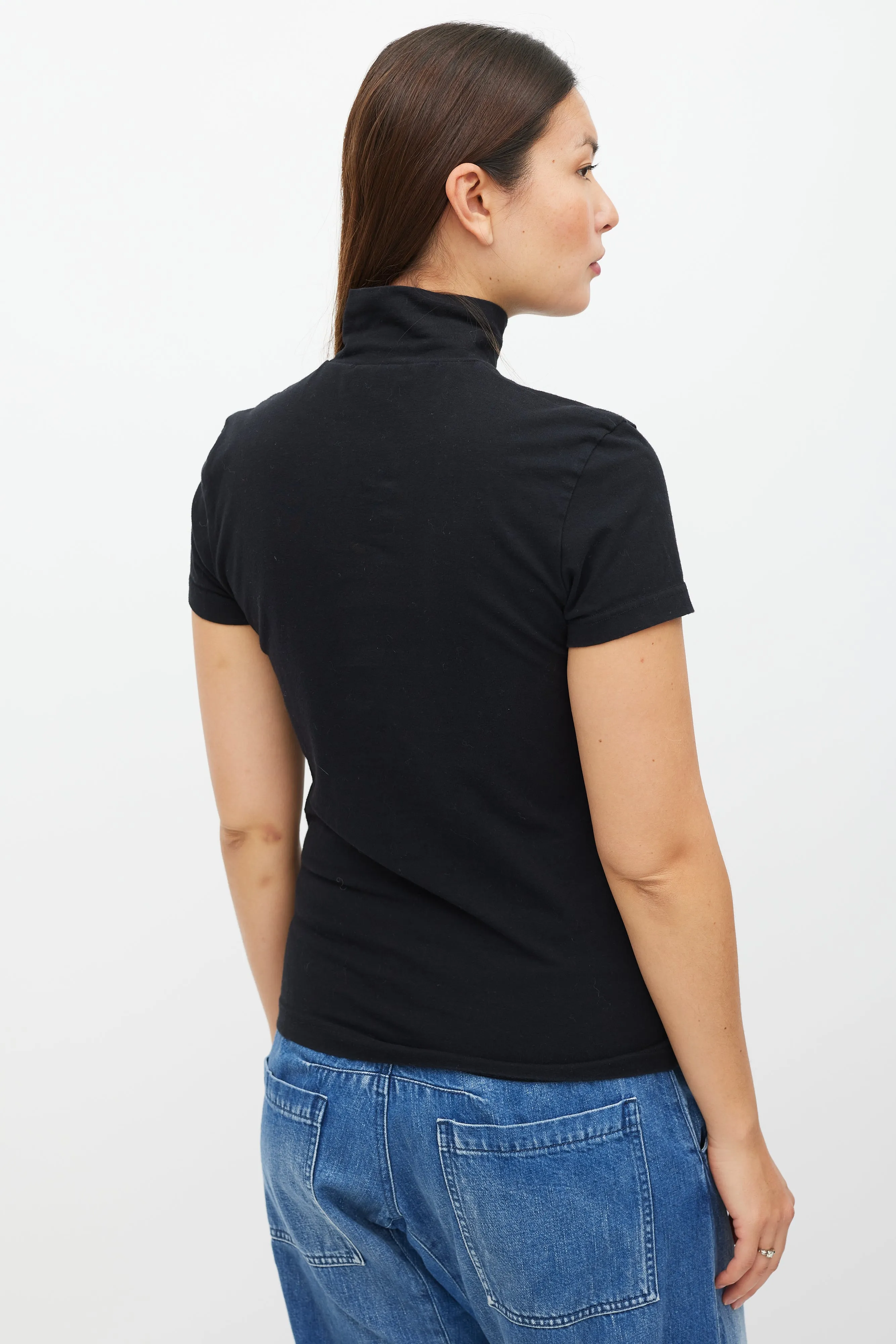 Black & White Logo Mock Neck Top