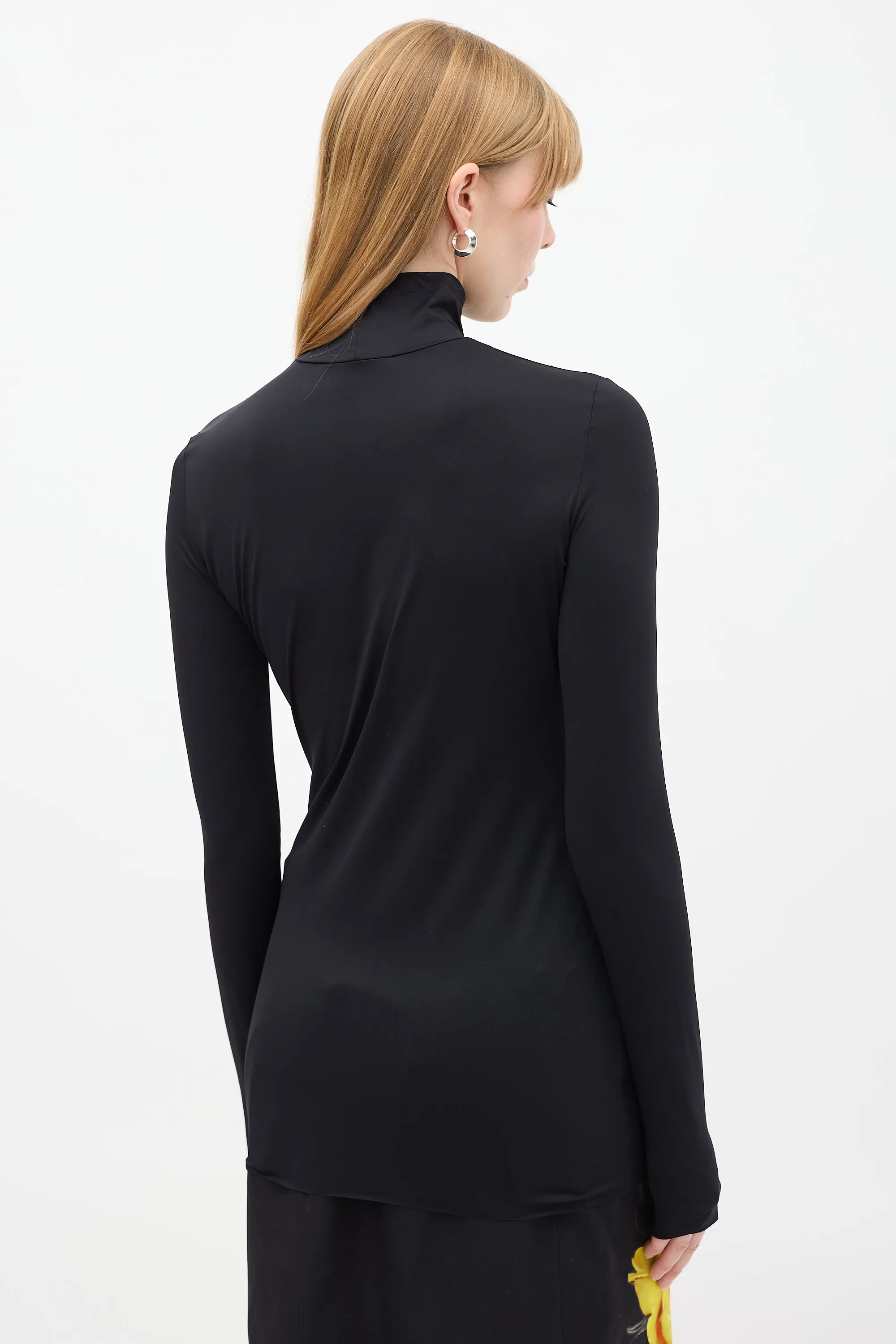 Black Triangle Logo Mock Neck Top