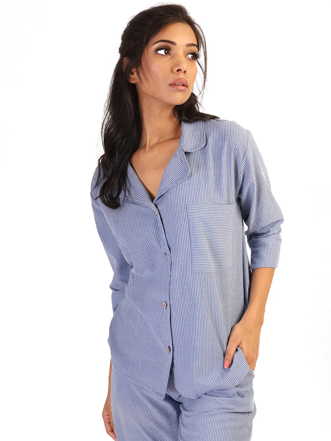 Blue Striped Sleep Wear