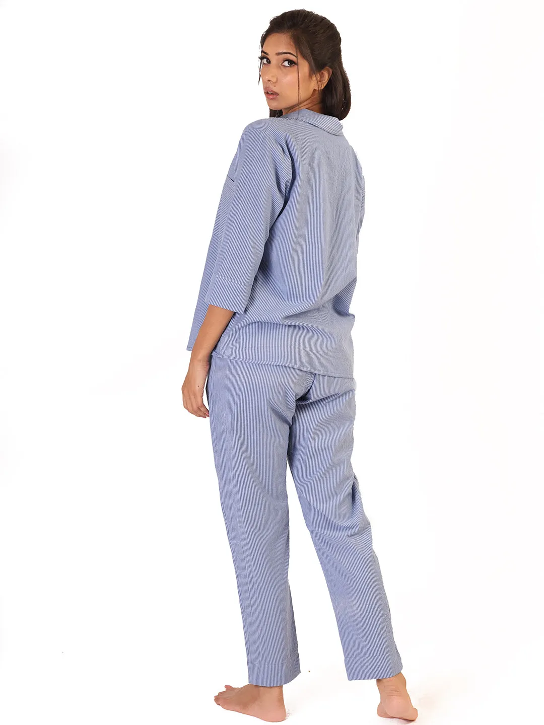 Blue Striped Sleep Wear