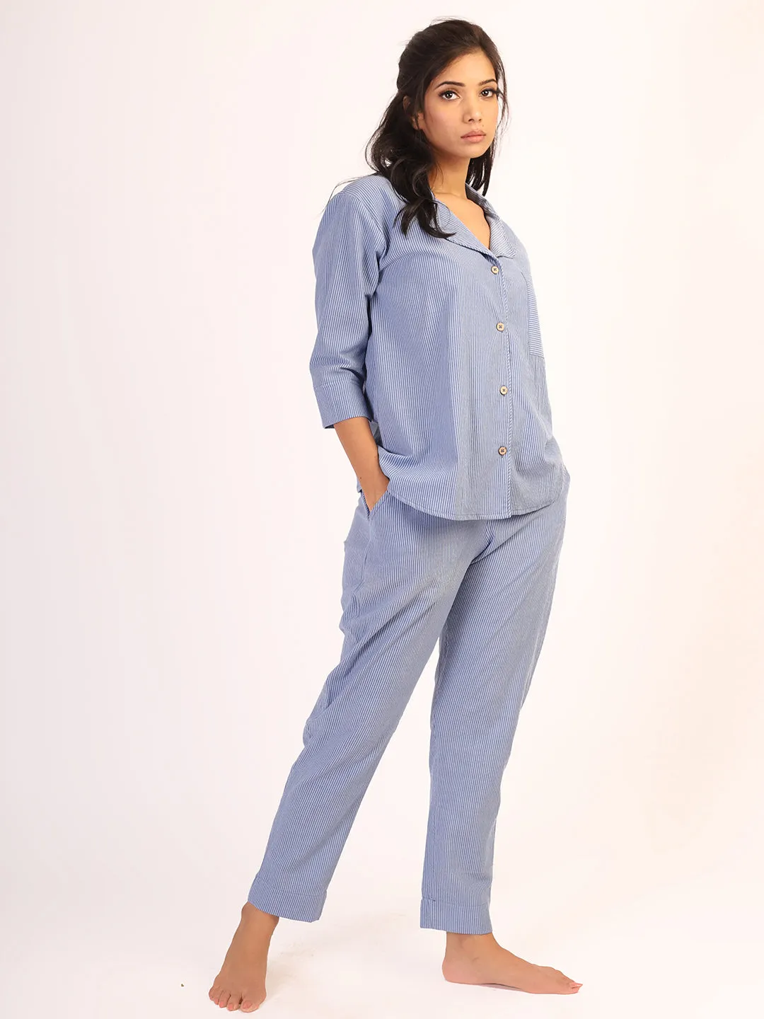 Blue Striped Sleep Wear