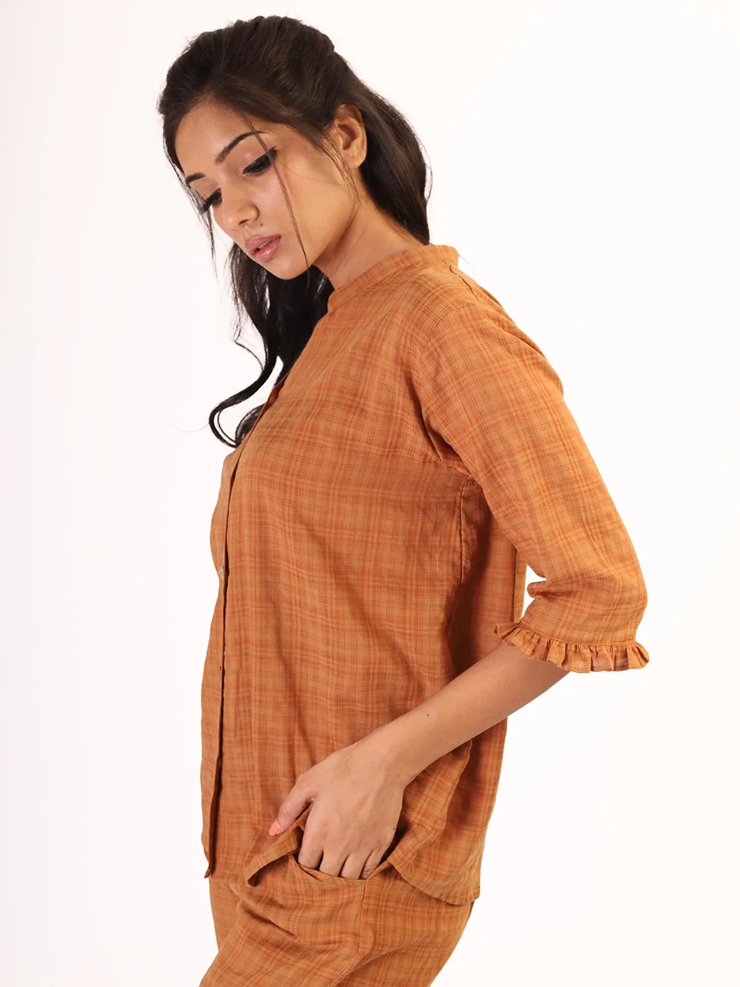 Brown Checkered Sleep Wear