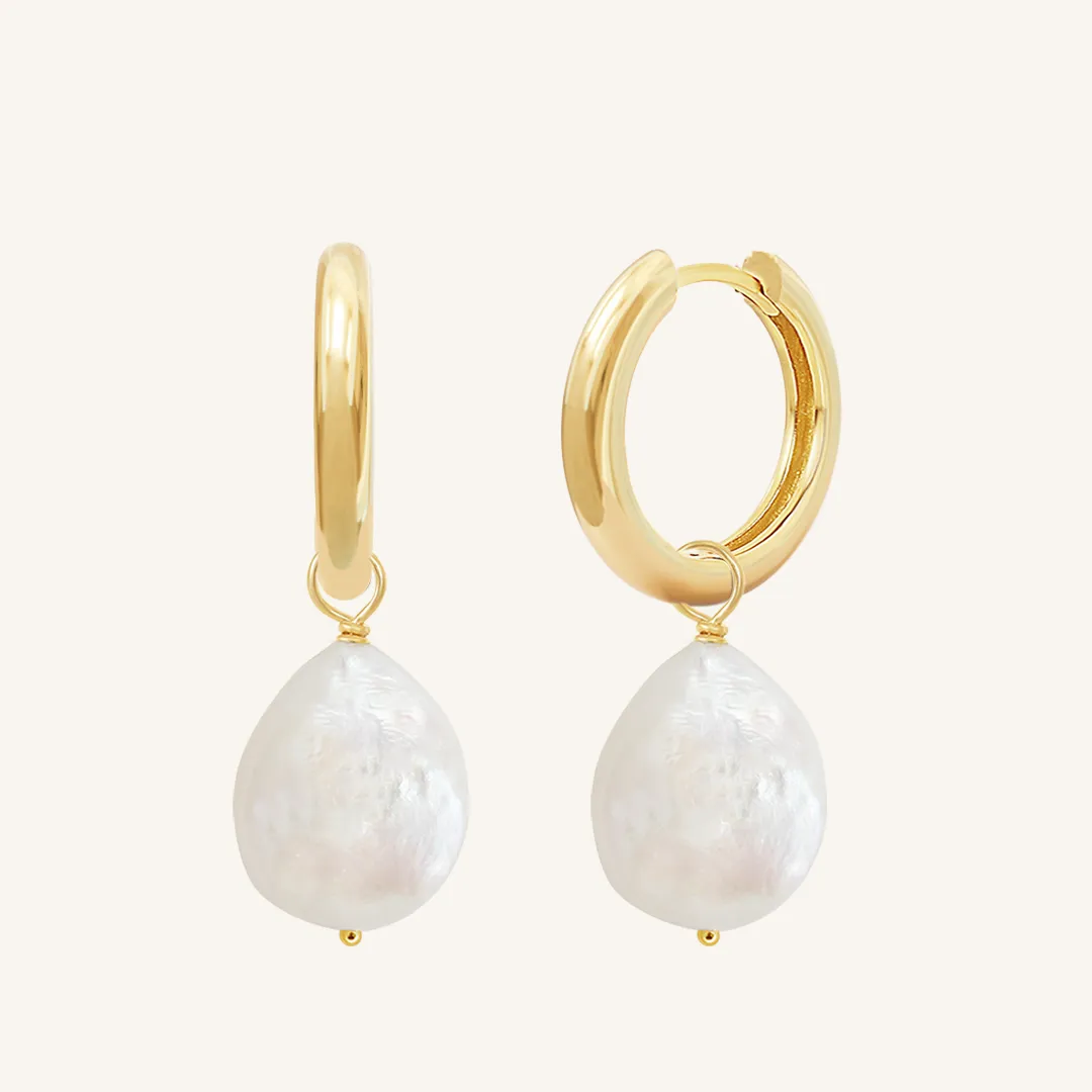Capri Pearl Charm Hoops