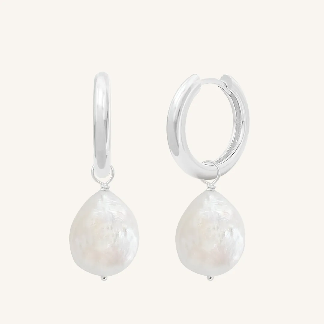 Capri Pearl Charm Hoops