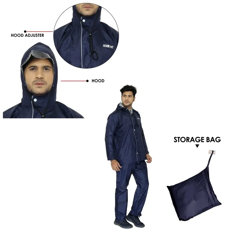 Combo of 2: Men Rainwear - Waterproof, Reversible with Hood | Includes Storage Bag | X-Large | Blue
