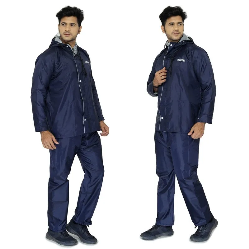 Combo of 2: Men Rainwear - Waterproof, Reversible with Hood | Includes Storage Bag | X-Large | Blue