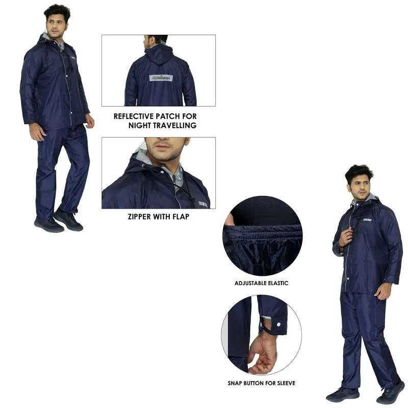 Combo of 2: Men Rainwear - Waterproof, Reversible with Hood | Includes Storage Bag | X-Large | Blue