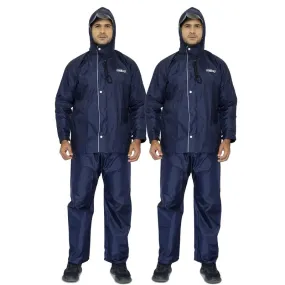 Combo of 2: Men Rainwear - Waterproof, Reversible with Hood | Includes Storage Bag | X-Large | Blue