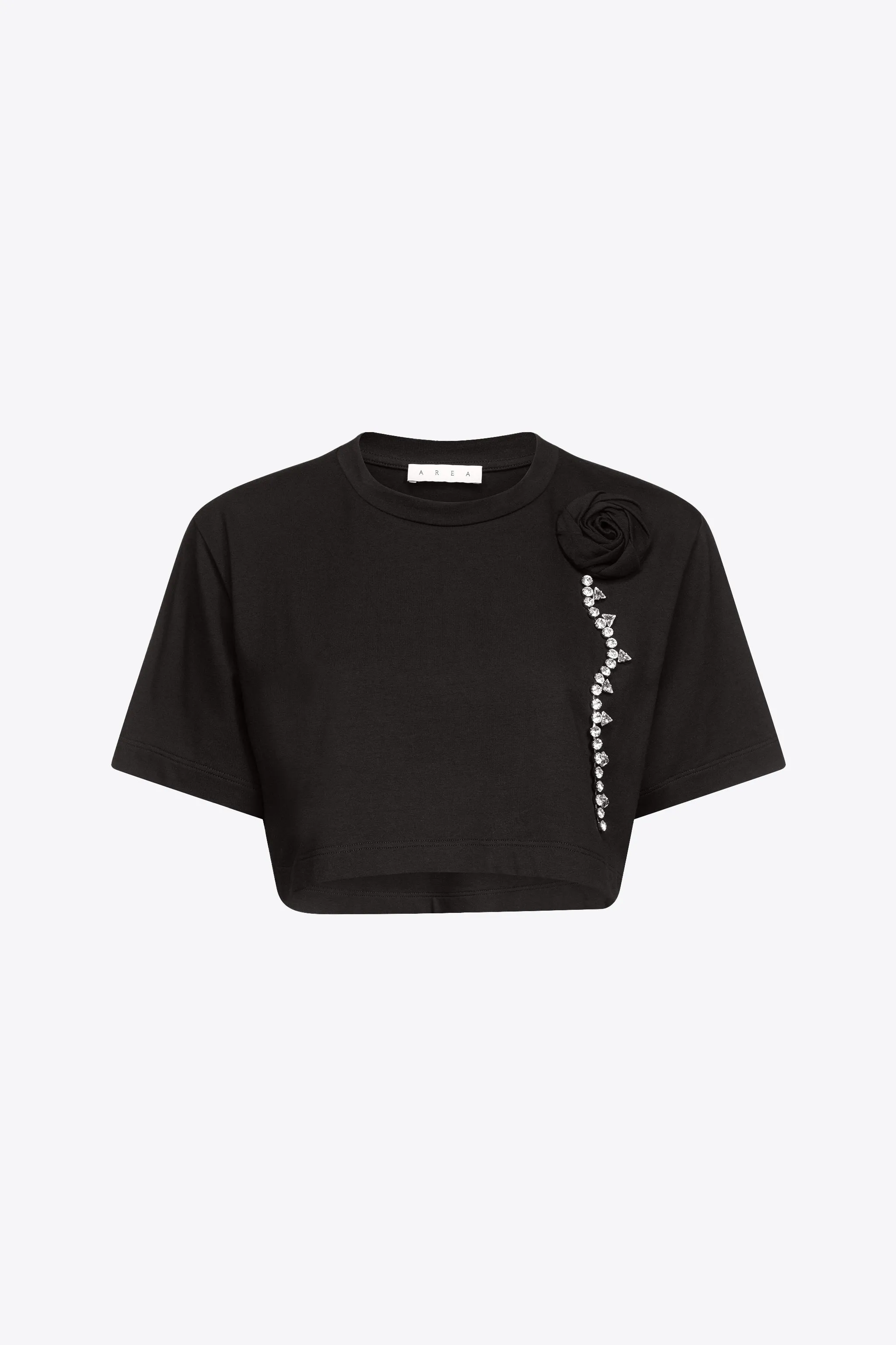 Crystal Rosette Cropped T-Shirt