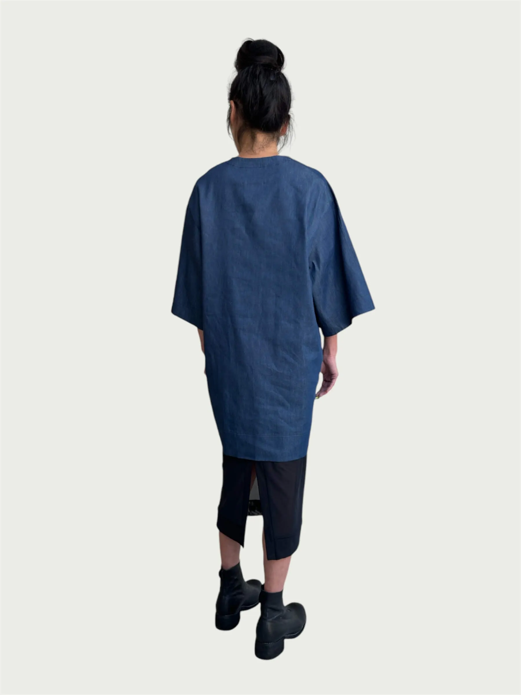 Denim Exaggerated Tee in Rich Blue