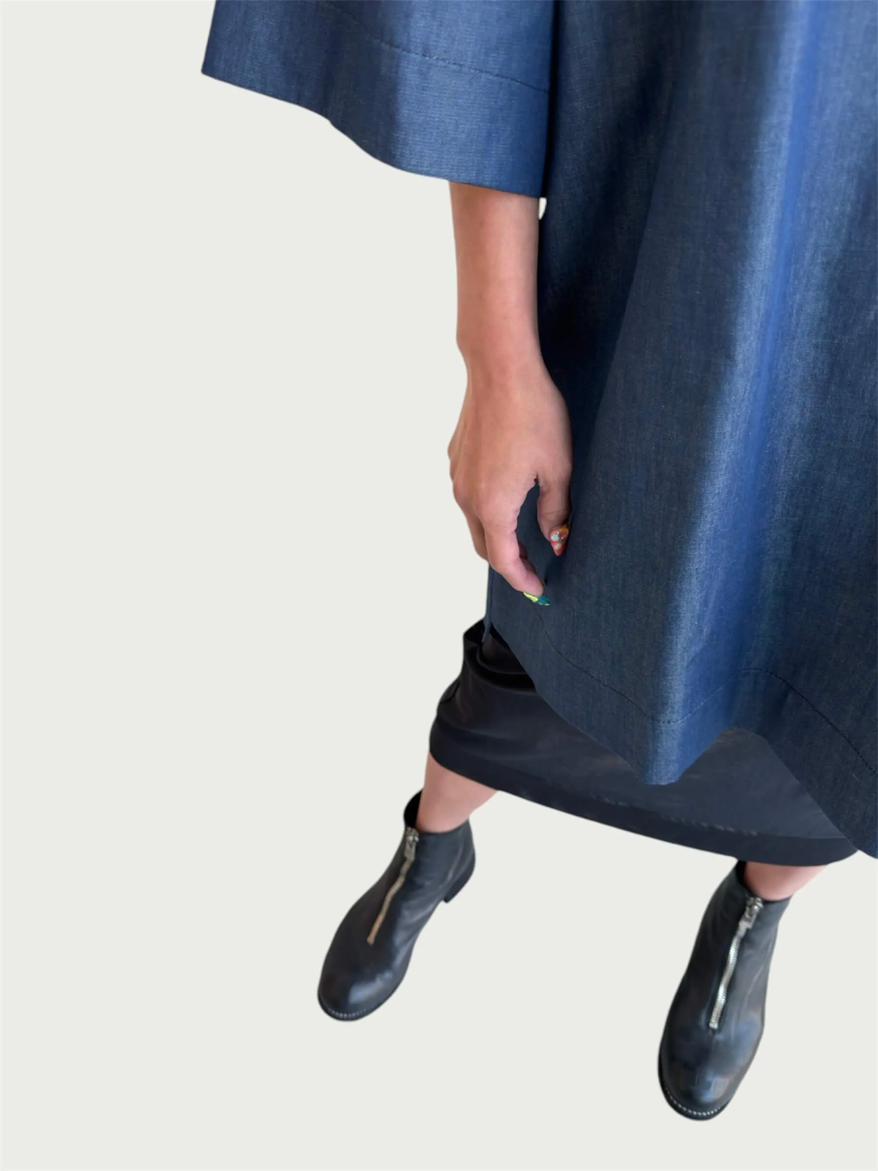 Denim Exaggerated Tee in Rich Blue