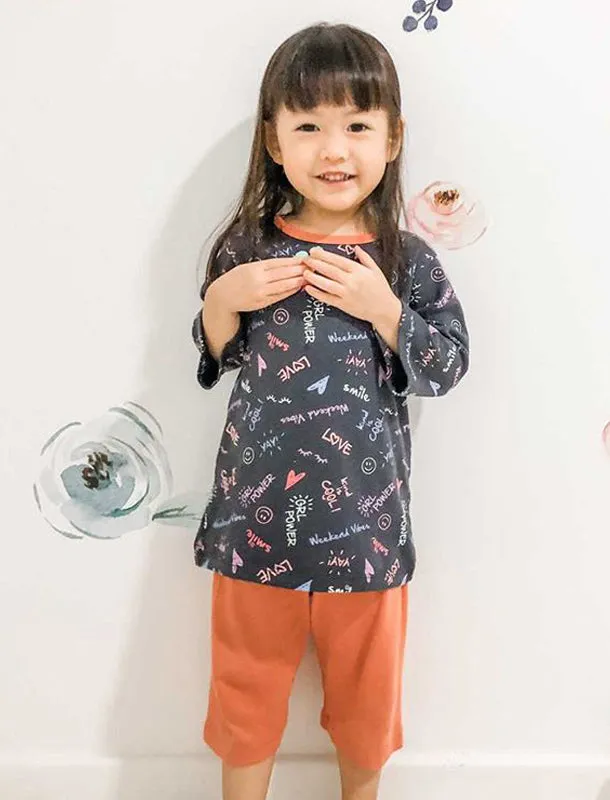Happy Vibes 3/4 Sleeves and Pants PJ Set