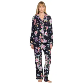 Johnny Was Carly Saint Ophelia PJ Set Floral Home Lounge Sleep Wear Black 2 pc NEW