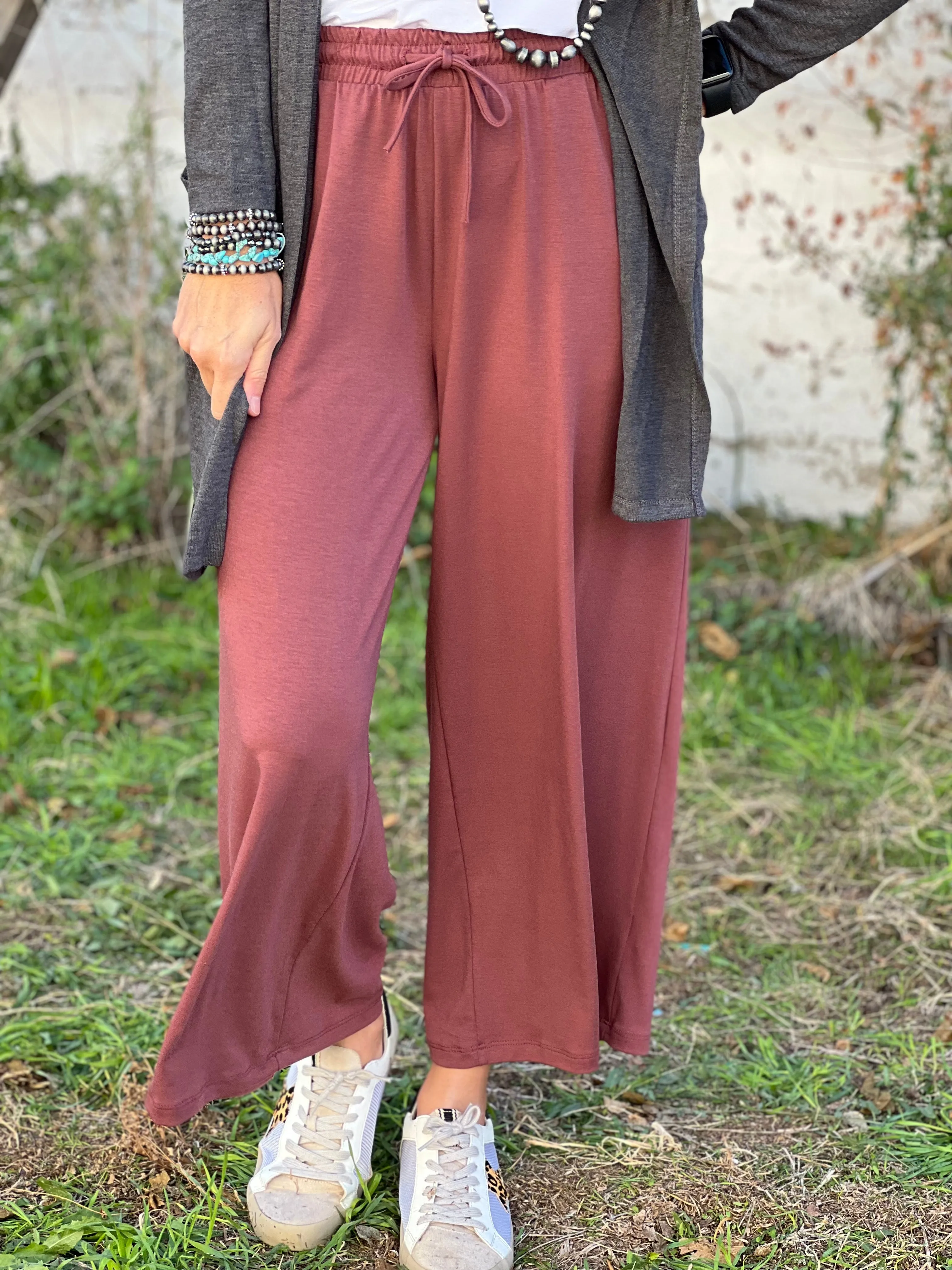 Maroon Karlee Crop Wide Leg Pants