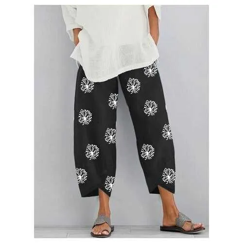 Printed Elastic Waist Pants