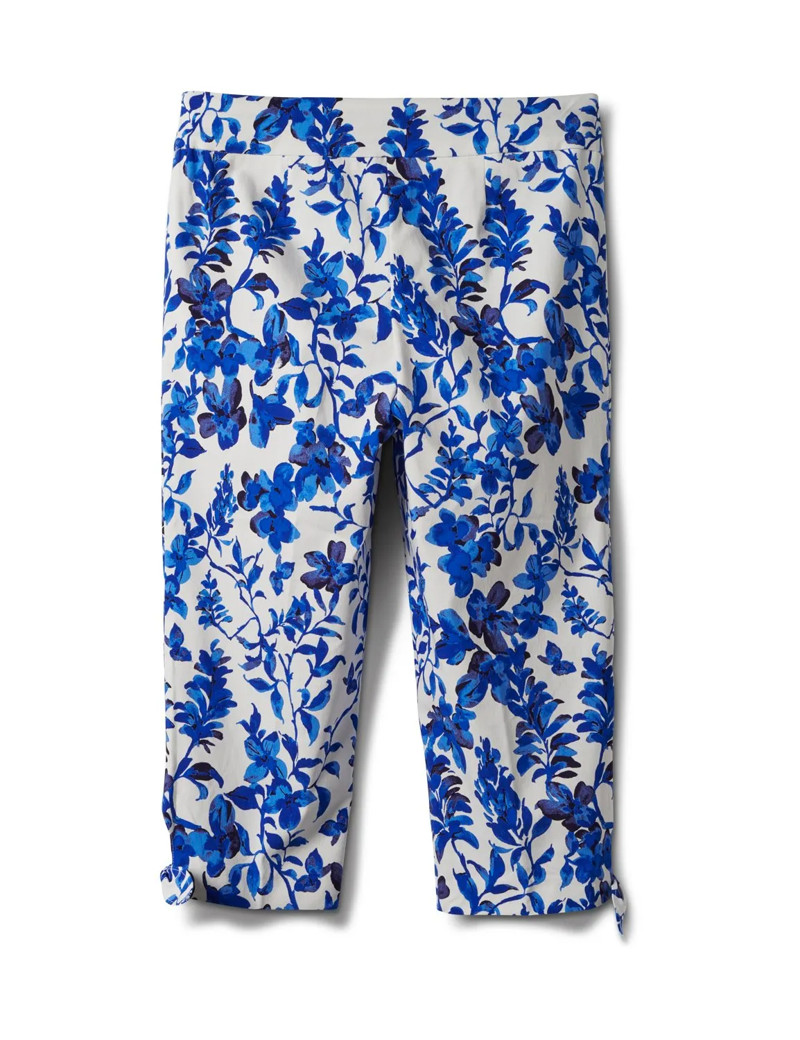 Printed Pull on Pants Tie Hem Capri