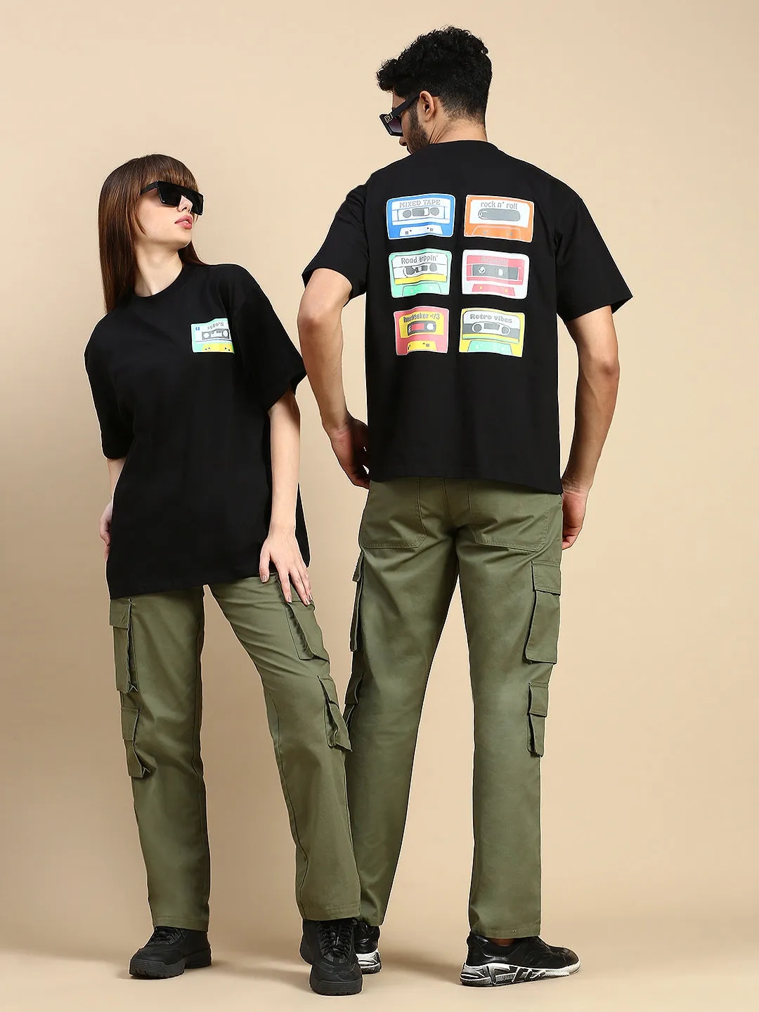 Unisex Black Oversized Fit Vintage Black TShirt