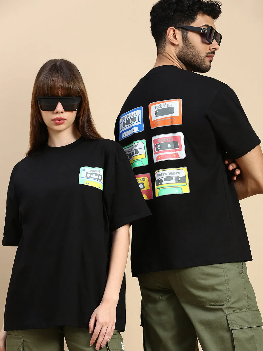 Unisex Black Oversized Fit Vintage Black TShirt