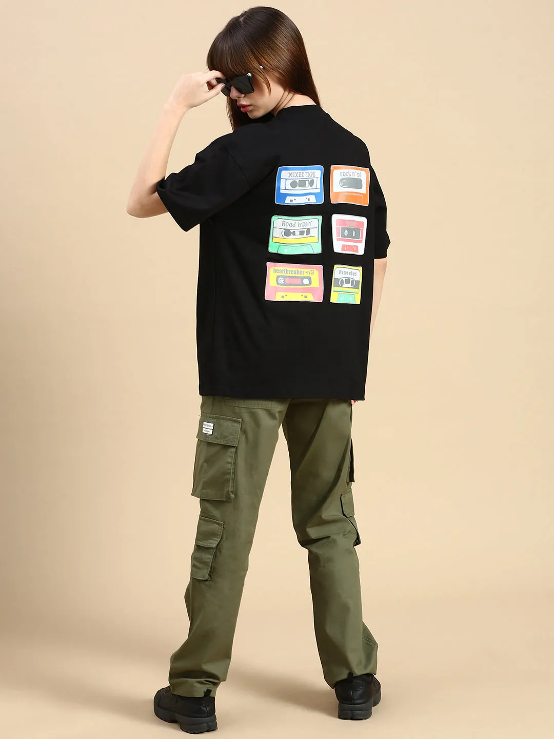 Unisex Black Oversized Fit Vintage Black TShirt