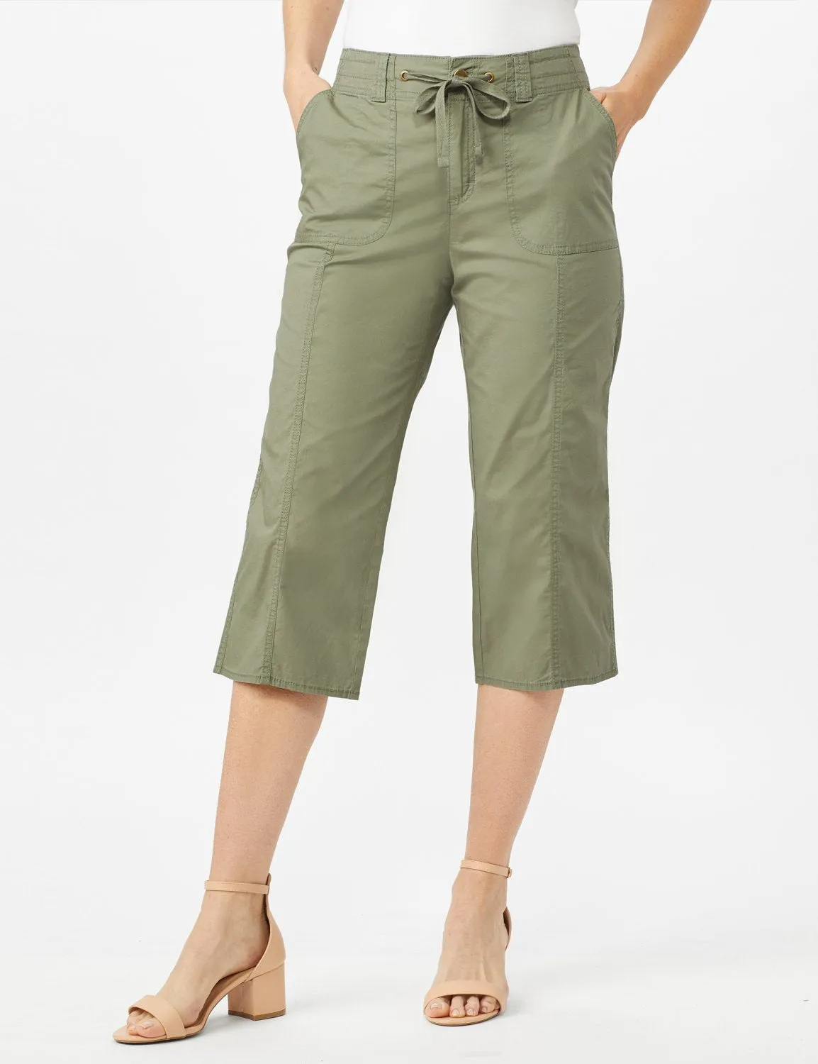 Utility Capri Pants with Drawstring Waist