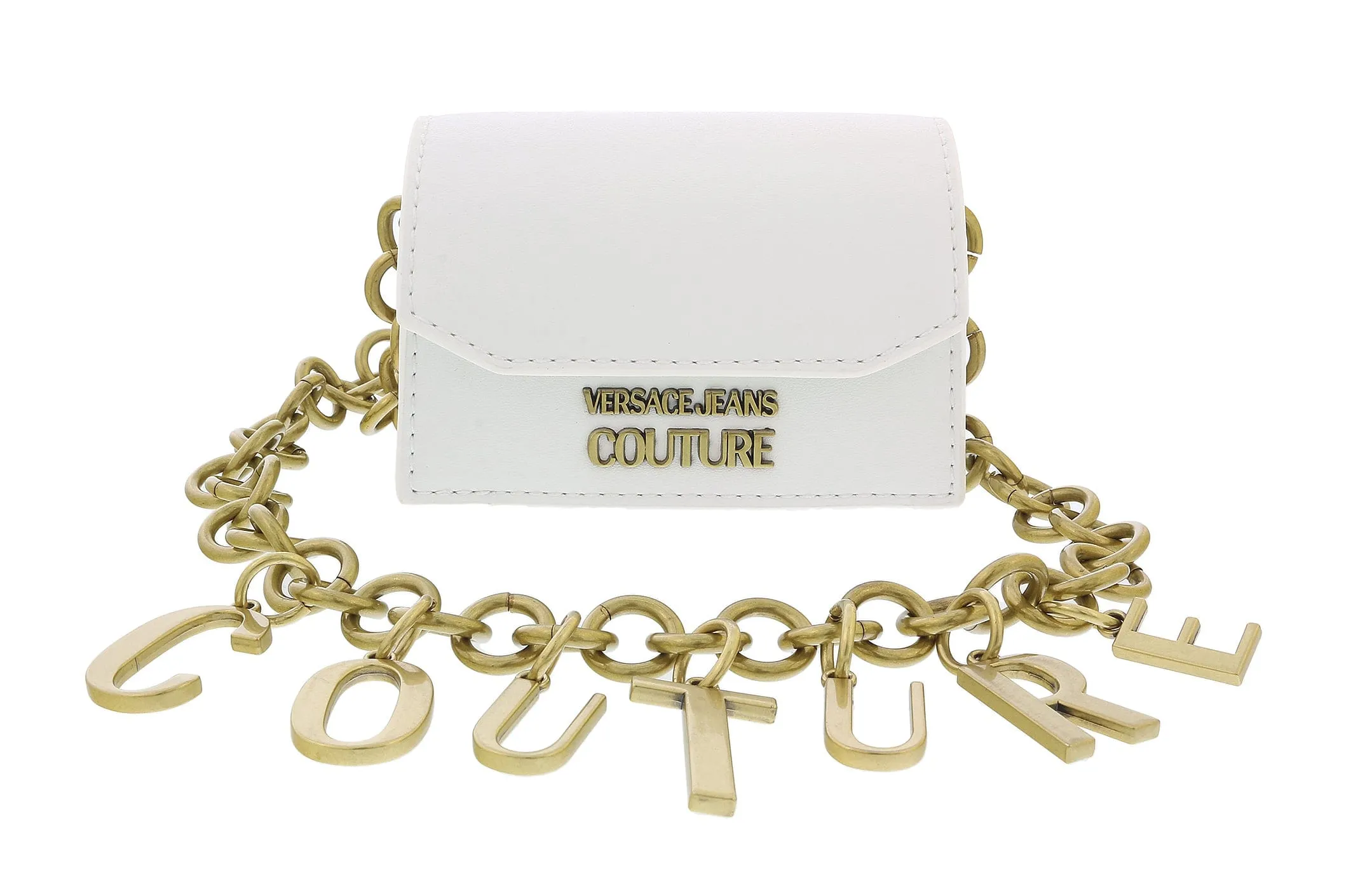 Versace Jeans Couture White Small Structured Enveloppe Charm Shoulder Bag