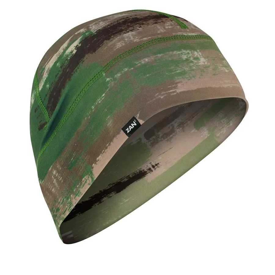 ZANheadgear® SportFlex™ Camo Style Skull Cap Beanie Helmet Liner, Unisex, Polyester/Elastane, Green/Brown